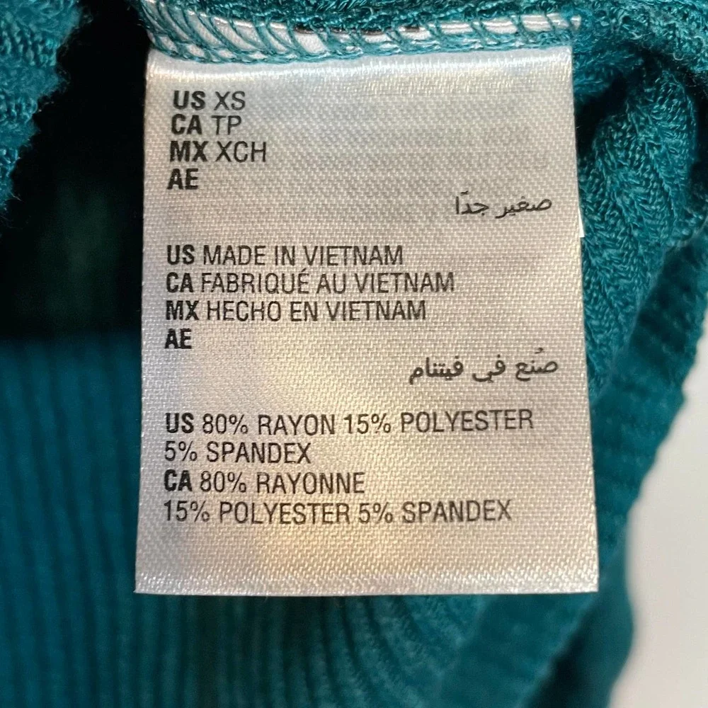 CHARTER CLUB Ribbed Henley Pajama Top teal evergreen, XS - Picture 12 of 12
